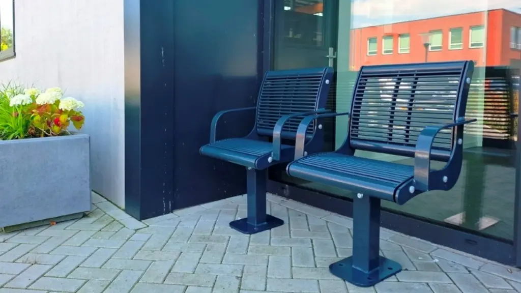 Banc d'extérieur CORSO en acier inoxydable, acier et bois, photo 3
