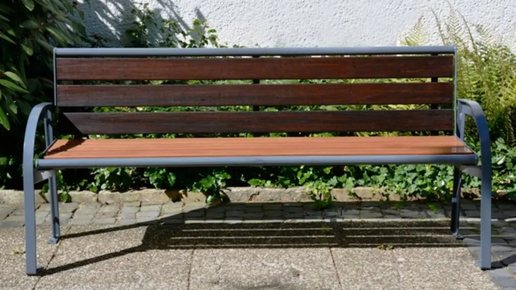 Banc d'extérieur STELIA en acier inoxydable, acier, bois et plastique recyclé, photo 3