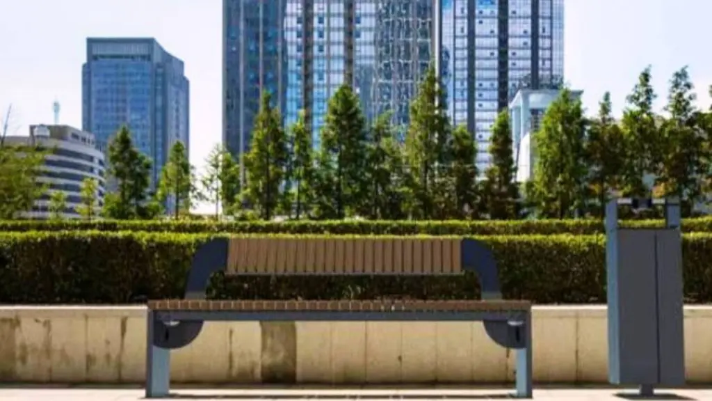 Banc d'extérieur MEDITA en acier inoxydable, acier et bois, photo 2