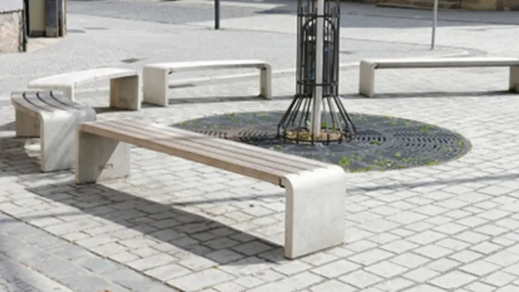 Banc d'extérieur arcade en acier, bois et béton, photo 3