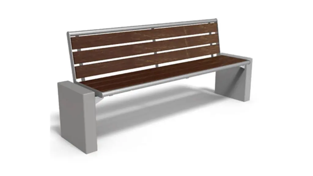 Banc d'extérieur GLORIA en acier inoxydable, acier, bois, béton et plastique recyclé, photo 2