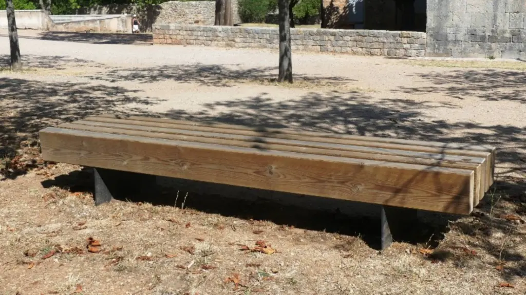 Banc d'extérieur XXL-E en acier et bois, photo 2