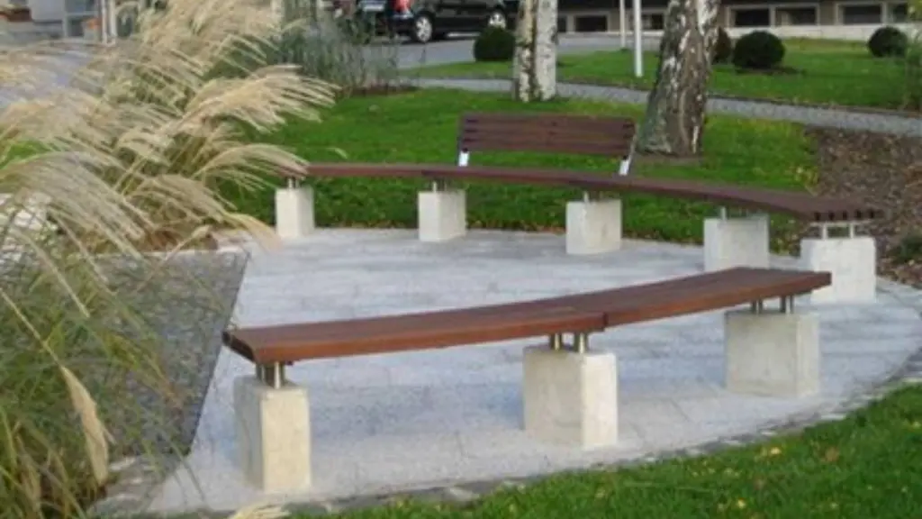 Banc d'extérieur GOZO en acier inoxydable, bois et béton