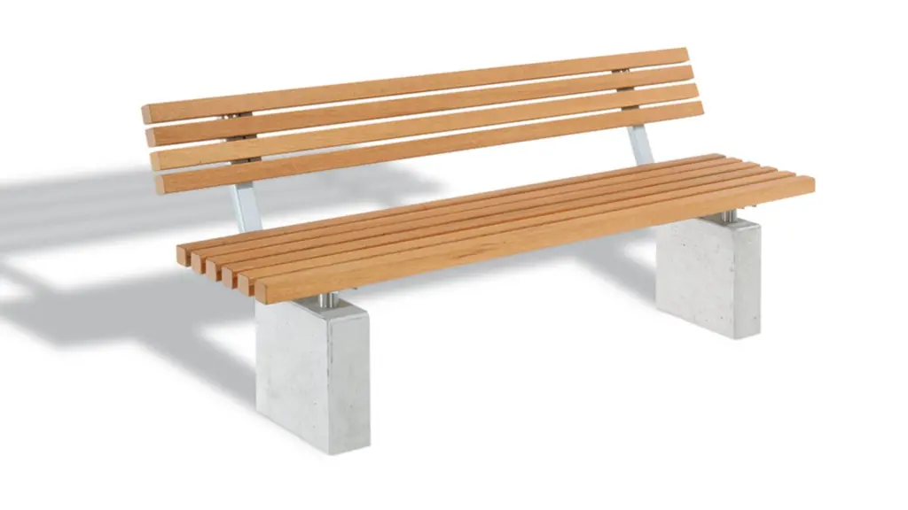 Banc d'extérieur GOZO en acier inoxydable, bois et béton, photo 3