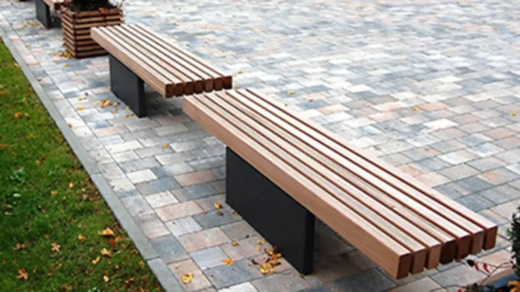 Banc d'extérieur airbank en acier et bois, photo 2