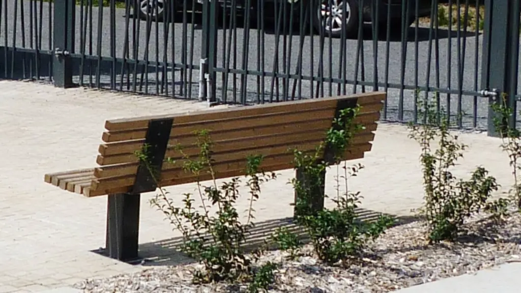 Banc d'extérieur SLIM en acier et bois, photo 2