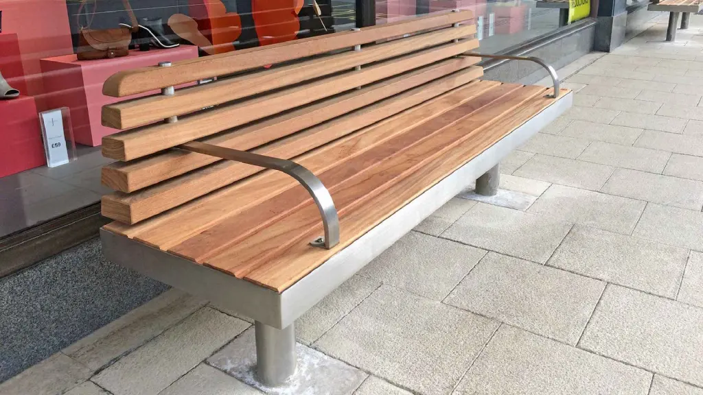 Banc d'extérieur TREE SEAT en acier inoxydable et bois, photo 4