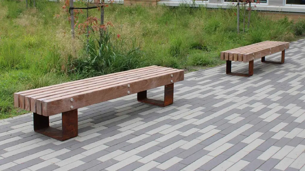 Banc d'extérieur XXL-FF en acier et bois, photo 2