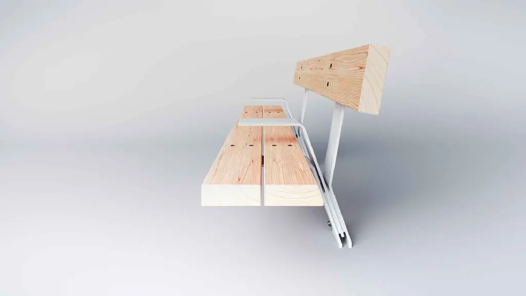 Banc d'extérieur PIK en acier et bois, photo 4