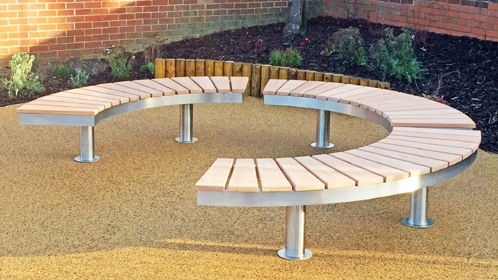 Banc d'extérieur Chronos en acier inoxydable et bois, photo 4