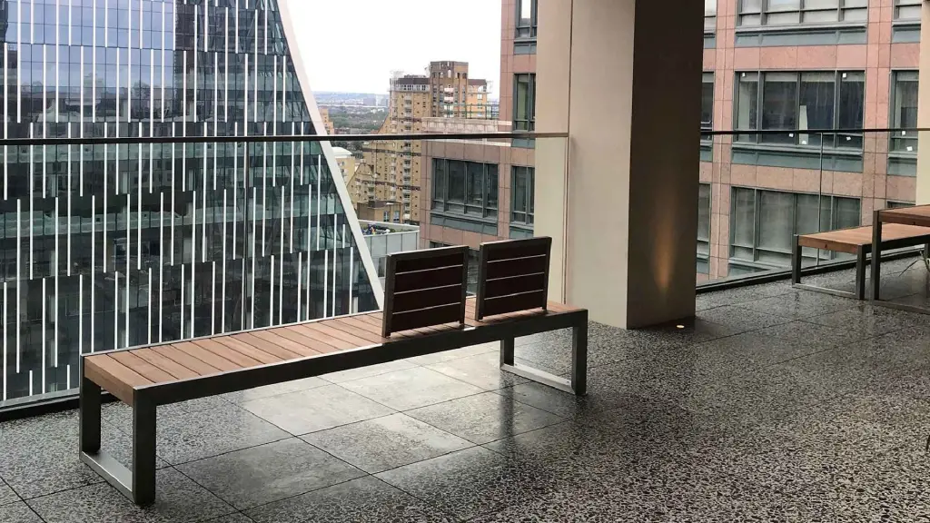 Banc d'extérieur SKOP en acier inoxydable et bois, photo 2