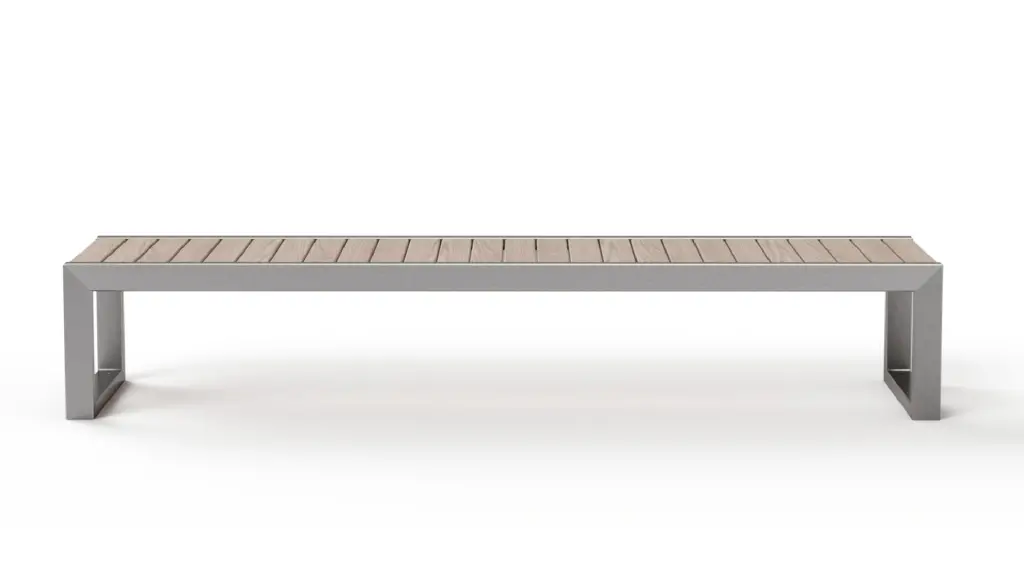 Banc d'extérieur SKOP en acier inoxydable et bois