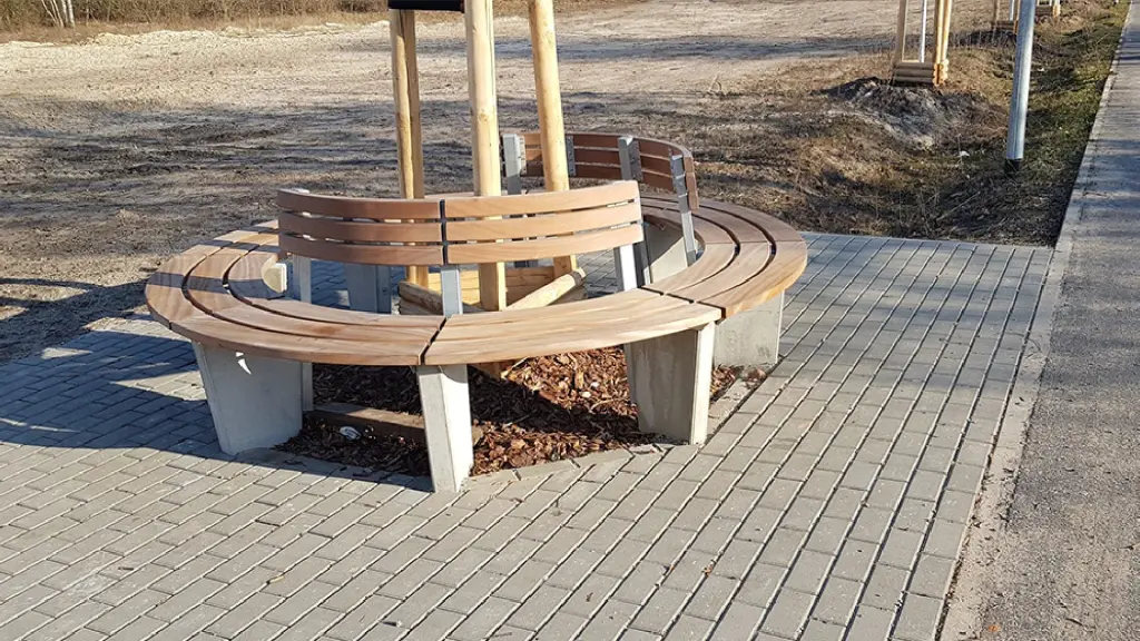 Banc d'extérieur URANUS-ECO en bois et béton, photo 2