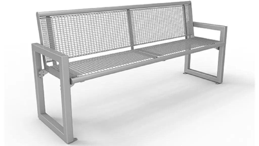 Banc d'extérieur STRADA en acier inoxydable, acier, bois et plastique recyclé