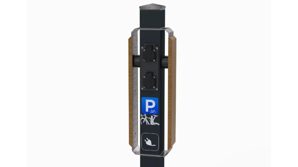 Borne de recharge VELOPLUG en bois et aluminium, photo 3